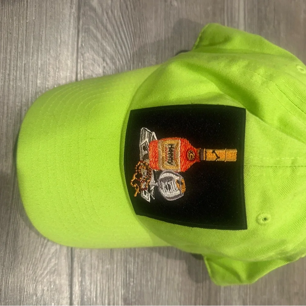 Neon Green Party Cap with Embroidered Design